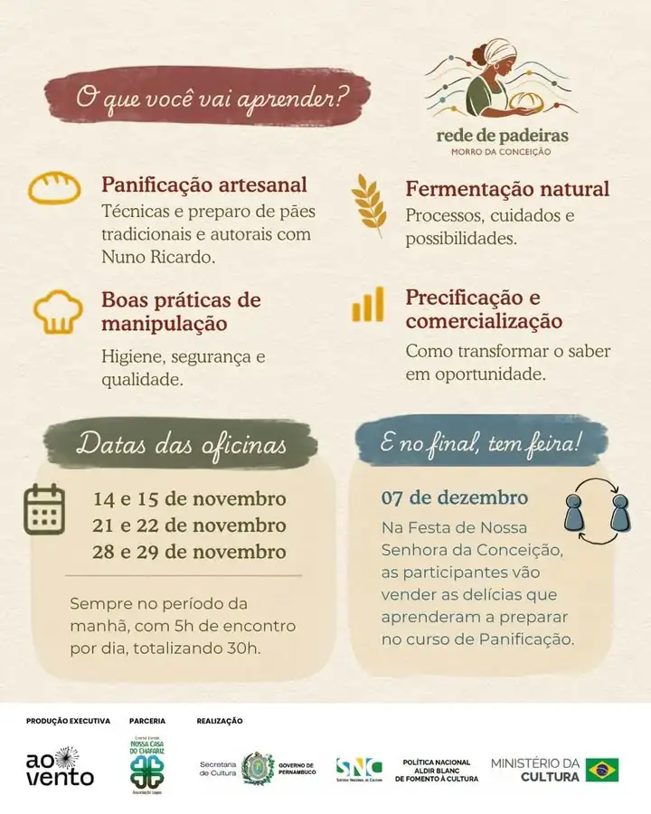 Você já está sabendo que a Rede de Padeiras do Morro da Conceição está promovendo uma formação gratuita em panificação a...